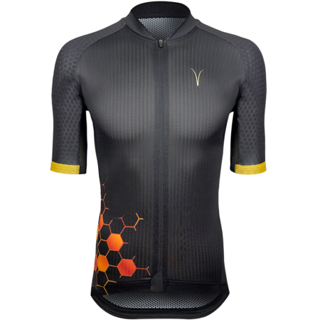 Capra Seeker Black & Orange Men's Cycling Jersey Front
