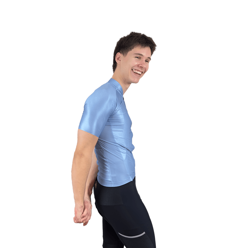 Capra Surge Sky Blue Men's Cycling Jersey Side With Model