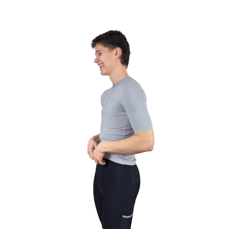 Capra Aero Silver Men's Cycling Jersey Side with Model