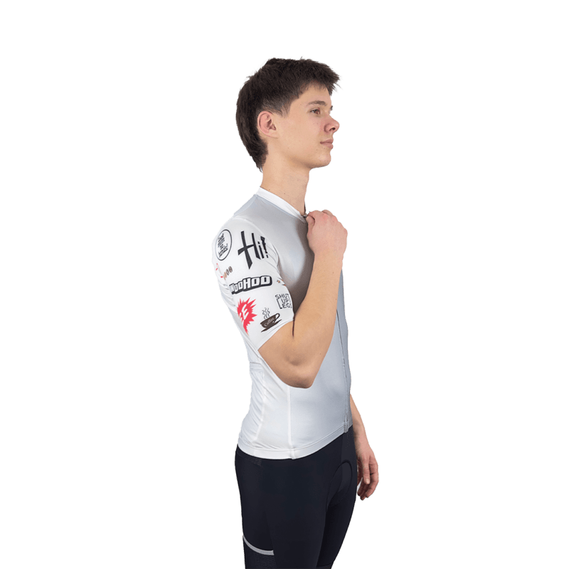 Comic Sleeve Summit Seeker Men's Cycling Jersey Side with Model