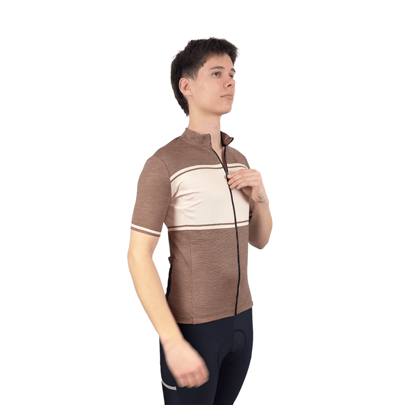Brown Trailblazer Men’s Cycling Jersey Front Side with Model