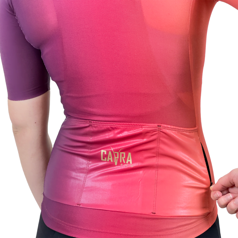 Flare Red Purple Gradient Women's Cycling Jersey Side Pocket