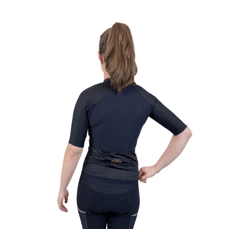 Victory Jet Black Women’s Cycling Jersey Back with Model